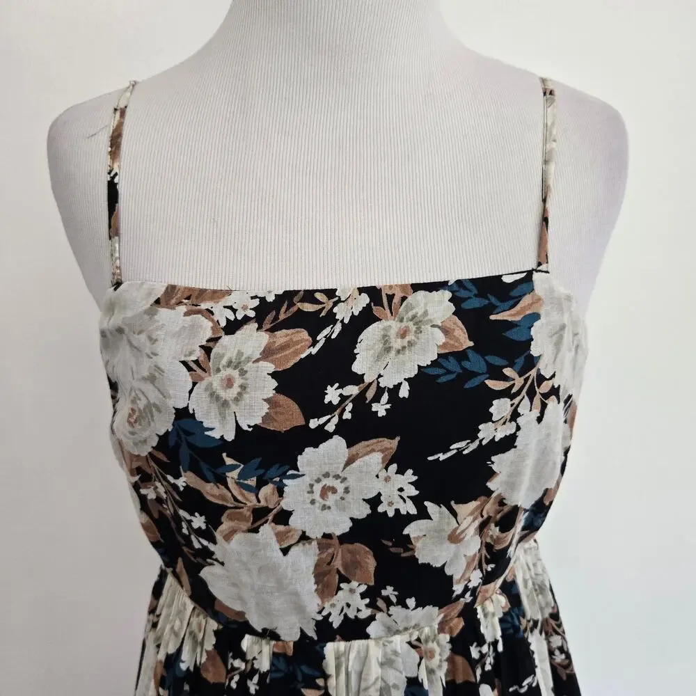 Abercrombie & Fitch Womens Floral Maxi Dress Low Back Boho Summer Resort XS